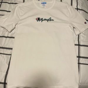 mens small white champion short sleeve tee-shirt
